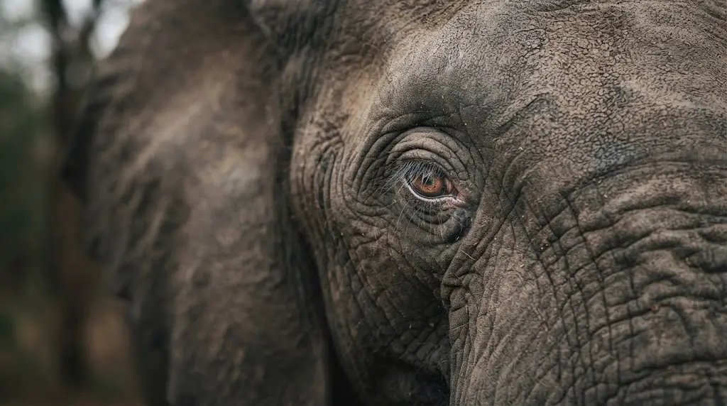 Close-up of an elephant's eye representing wisdom and connection in elephant dream meaning
