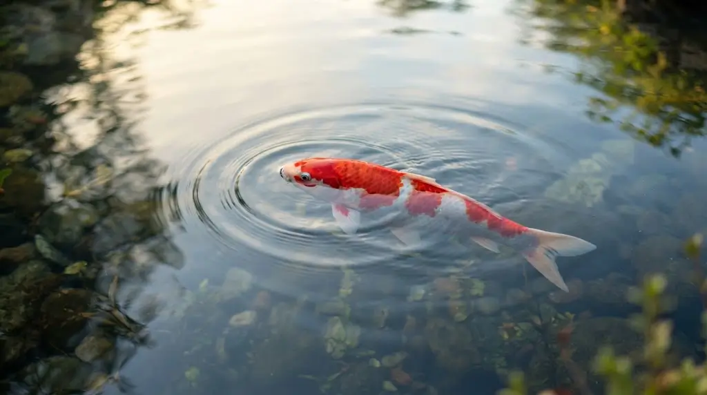 Koi fish swimming beneath calm water representing fish dream meaning
