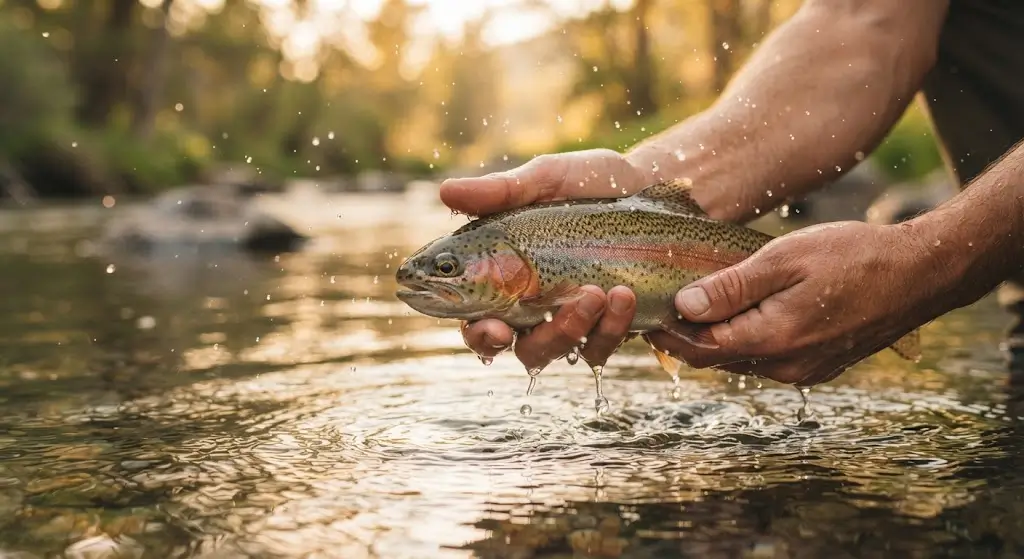 Person holding fish above water fish dream meaning scenario
