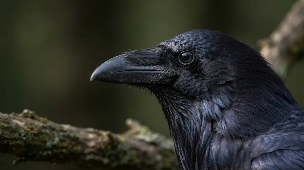 Close up of a raven's head representing common misunderstandings about raven spiritual meaning